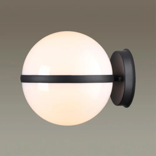 Настенный светильник уличный Lomeo 4832/1W Odeon Light уличный IP44 чёрный на 1 лампу, плафон белый в стиле современный E27 фото 5