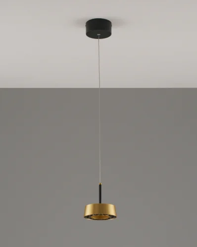 Светильник подвесной LED Luma V10857-PL Moderli золотой 1 лампа, основание чёрное в стиле современный 
