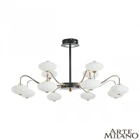 Люстра на штанге LED Neapolis-73908 273908/12 BK/GD Arte Milano белая на 1 лампу, основание чёрное в стиле современный 