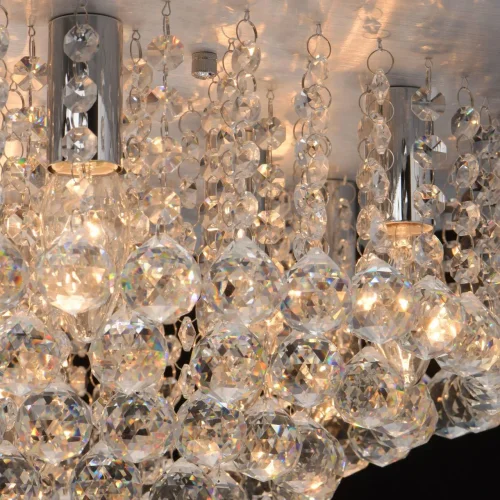 Люстра потолочная хрустальная Венеция 276014409 MW-Light прозрачная на 9 ламп, основание матовое серебро в стиле модерн  фото 5