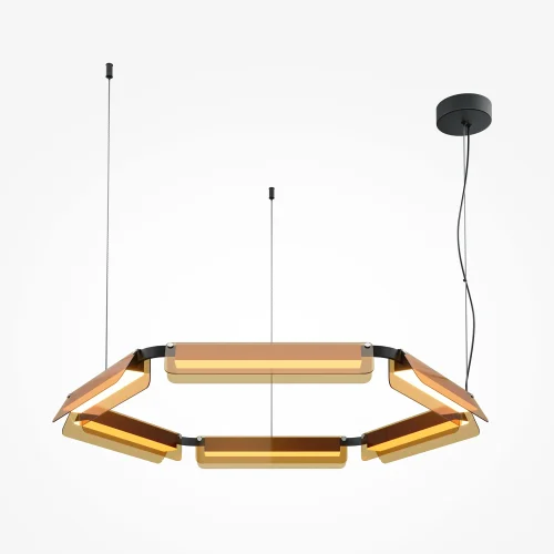 Светильник подвесной LED Flat MOD296PL-L60BC3K Maytoni коричневый на 1 лампу, основание чёрное в стиле хай-тек современный кольца фото 3