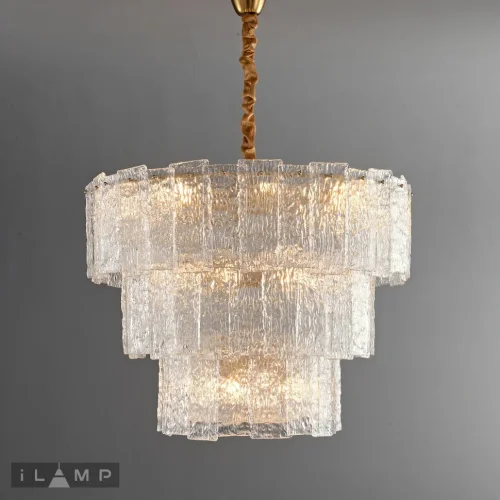 Люстра подвесная Manhattan P6315-D800 BR iLamp прозрачная на 18 ламп, основание латунь в стиле классический  фото 5