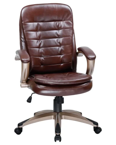 Офисное кресло для руководителей 106B-LMR DONALD, цвет коричневый Dobrin, коричневый/экокожа, ножки/металл/бежевый, размеры - 1030*1110***720*720