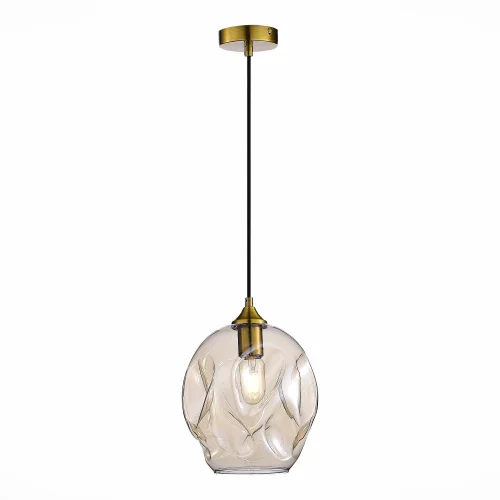 Светильник подвесной Idesia SL1188.313.01 ST-Luce прозрачный янтарный 1 лампа, основание латунь в стиле современный выдувное