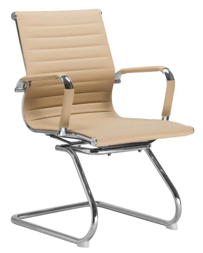 Офисное кресло для посетителей 102N-LMR CODY, цвет сиденья бежевый, цвет основания хромированная сталь Dobrin, бежевый/экокожа, ножки/металл/хром, размеры - ****535*600 фото 2