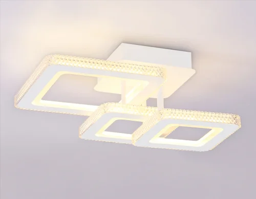 Люстра потолочная LED с пультом FA8877 Ambrella light белая на 1 лампа, основание белое в стиле современный хай-тек с пультом фото 3