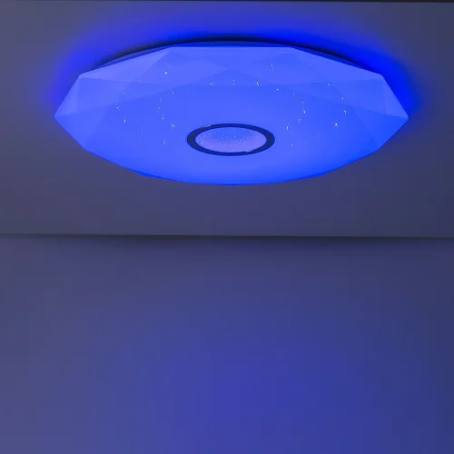 Светильник потолочный LED с пультом с Алисой Диамант Смарт CL713A100G Citilux белый 1 лампа, основание белое в стиле современный с пультом фото 4