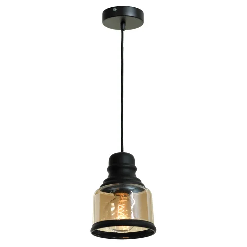 Светильник подвесной лофт Tonawanda GRLSP-9688 Lussole янтарный 1 лампа, основание чёрное в стиле лофт  фото 2