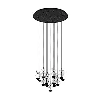 Светильник подвесной LED DIMM Pianopoli 390277 Eglo прозрачный 15 ламп, основание чёрное в стиле флористика современный каскад