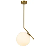 Светильник подвесной Renzo RENZO 81423/1P GOLD SATIN Natali Kovaltseva белый на 1 лампу, основание матовое золото в стиле современный шар