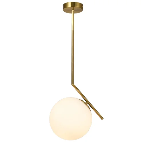 Светильник подвесной Renzo RENZO 81423/1P GOLD SATIN Natali Kovaltseva белый на 1 лампу, основание матовое золото в стиле современный шар