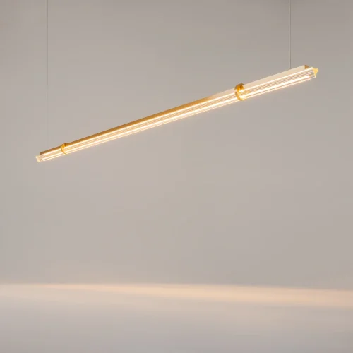 Светильник подвесной LED Plume MOD340PL-L28BS3K Maytoni прозрачный на 1 лампу, основание латунь в стиле современный минимализм линейный фото 8