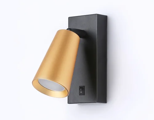Бра с выключателем TA13142 Ambrella light золотой на 1 лампа, основание чёрное в стиле современный хай-тек  фото 3
