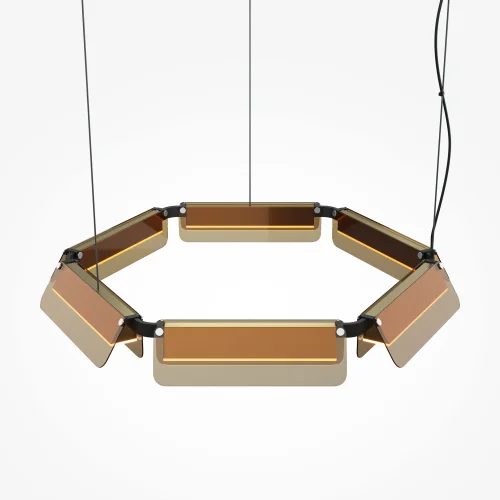 Светильник подвесной LED Flat MOD296PL-L40BC3K Maytoni коричневый на 1 лампу, основание чёрное в стиле хай-тек современный кольца фото 4