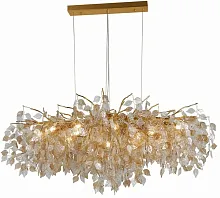 Люстра подвесная Rochell APL.850.13.13 Aployt янтарная прозрачная на 13 ламп, основание золотое в стиле флористика современный ветви