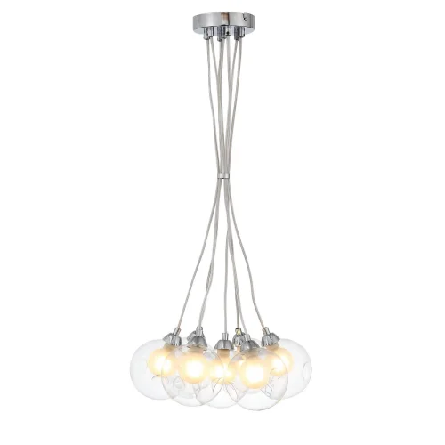 Светильник подвесной DUALITA SL431.113.07 ST-Luce белый прозрачный 7 ламп, основание хром в стиле минимализм шар фото 2
