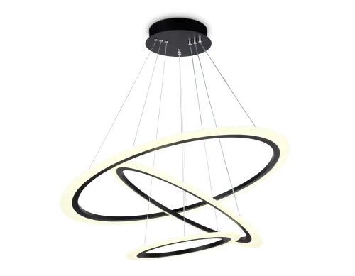 Люстра подвесная LED с пультом FA4361 Ambrella light белая чёрная на 1 лампа, основание чёрное в стиле современный хай-тек с пультом кольца фото 2