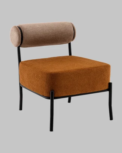 Кресло Ponpoun, бежевый, терракотовый УТ000040471 Stool Group, терракотовый/шенилл, ножки/металл/чёрный, размеры - *710***610*710мм