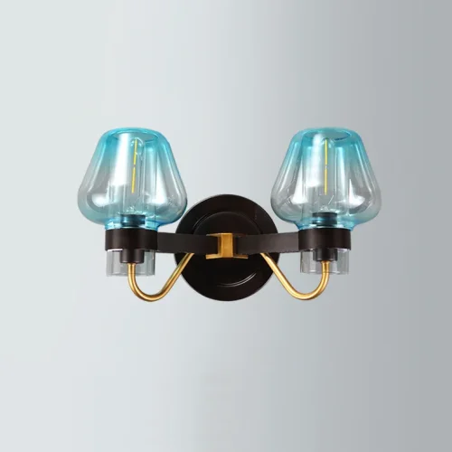 Бра MONTALEMBERT SCONCE BY Studios Черный, Голубой 185391-26 ImperiumLoft голубой на 2 лампы, основание золотое в стиле современный 