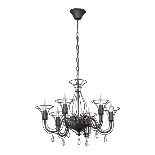 Люстра подвесная V4861-1/6 Vitaluce без плафона на 6 ламп, основание чёрное в стиле арт-деко 