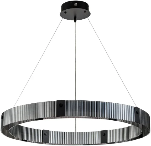 Светильник подвесной LED с пультом Lucen 4007/02/08P Stilfort серый чёрный на 1 лампу, основание чёрное в стиле современный хай-тек кольца с пультом
