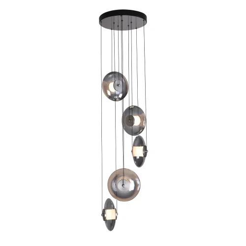Светильник подвесной LED Rulle 4373-5P Favourite серый чёрный на 5 ламп, основание чёрное в стиле современный каскад