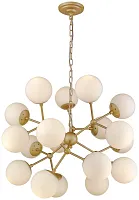 Люстра подвесная Bolita WE236.18.403 Wertmark белая на 18 ламп, основание бежевое в стиле современный молекула шар