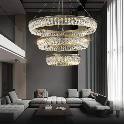 Люстра подвесная GERTRUDA LUX D40+60+80 220207-23 ImperiumLoft прозрачная на 3 лампы, основание латунь в стиле современный фото 4