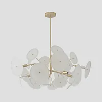 Люстра на штанге DANDELION SP10 GOLD Crystal Lux белая на 10 ламп, основание золотое в стиле современный Люстра на штанге DANDELION SP10 GOLD Crystal Lux белая на 10 ламп, основание золотое в стиле современный