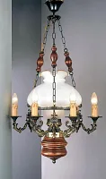 Люстра подвесная  L 628/6+1 Reccagni Angelo белая на 7 ламп, основание коричневое бронзовое в стиле классический кантри 