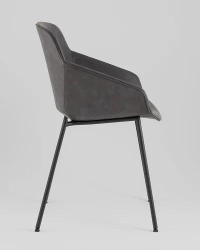 Стул Ashby, экокожа, серый, сиденье УТ000040854 Stool Group, серый/экокожа, ножки/металл/чёрный, размеры - ***** фото 3