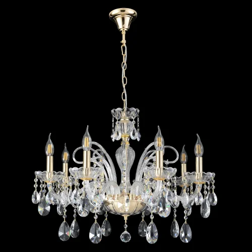 Люстра подвесная MONICA SP8 GOLD Crystal Lux без плафона прозрачная на 8 ламп, основание золотое в стиле классический 