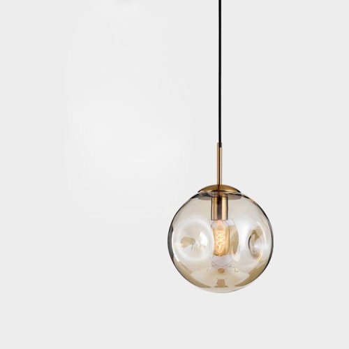 Светильник подвесной Amo V2081-P Moderli янтарный 1 лампа, основание латунь в стиле современный шар выдувное фото 3