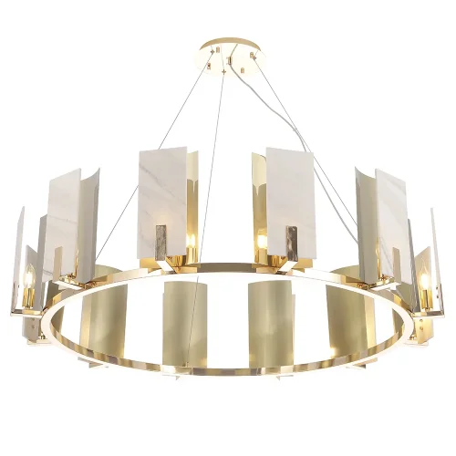 Люстра подвесная DELUXE SP12 Crystal Lux белая на 12 ламп, основание золотое в стиле современный  фото 4