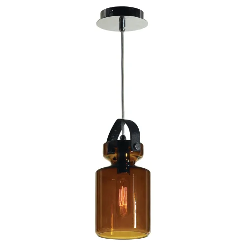 Светильник подвесной лофт Brighton GRLSP-9640 Lussole коричневый 1 лампа, основание хром в стиле лофт  фото 2