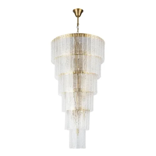 Люстра подвесная Prestige 2974-24P Favourite прозрачная на 24 лампы, основание золотое в стиле современный каскад