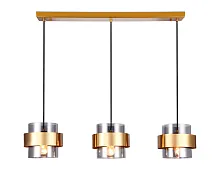 Светильник подвесной Traditional TR3652 Ambrella light прозрачный серый 3 лампы, основание золотое в стиле модерн 