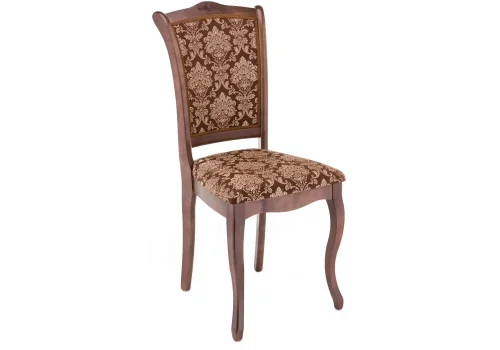 Деревянный стул Луиджи орех / шоколад 318617 Woodville, шоколад/ткань, ножки/массив березы дерево/орех, размеры - ****440*520