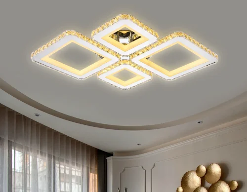 Люстра потолочная LED с пультом FA1726 Ambrella light прозрачная на 1 лампа, основание хром в стиле классический современный с пультом квадраты фото 3