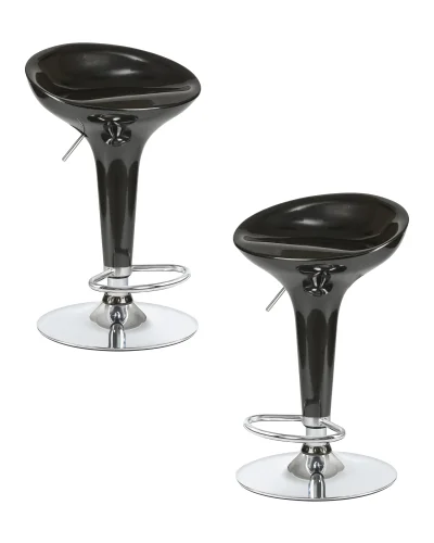 Стул барный набор 2 шт. SET-2 1004-LM BOMBA, цвет сиденья черный, цвет основания хром Dobrin, /полимер, ножки/металл/хром, размеры - 660*880***430*360