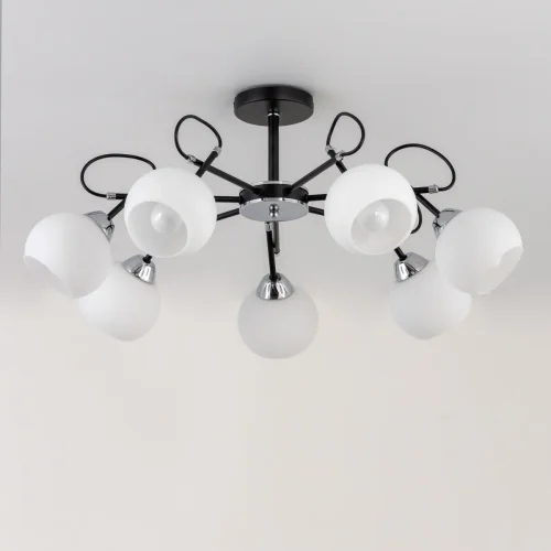 Люстра потолочная Стивен CL141271 Citilux белая на 7 ламп, основание чёрное в стиле современный  фото 3