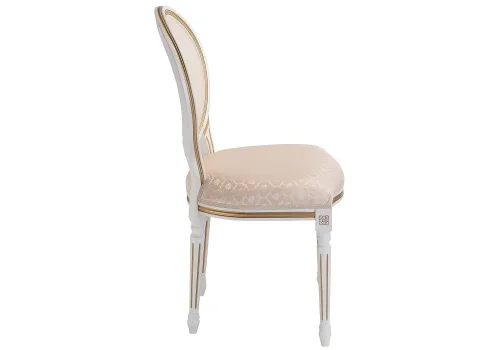 Деревянный стул Данте молочный с золотой патиной 406092 Woodville, бежевый/ткань, ножки/массив бука/молочный, размеры - ****510*550 фото 3