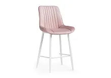 Полубарный стул Седа К розовый / белый 511174 Woodville, розовый/велюр, ножки/металл/белый, размеры - ****490*570