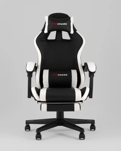 Кресло спортивное TopChairs Prophet с оттоманкой, черно-белый УТ000039480 Stool Group, чёрный/текстиль, ножки/полимер/чёрный, размеры - 1250*1350***68* фото 10