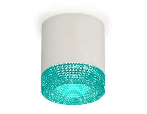 Светильник накладной XS7401023 Ambrella light голубой белый 1 лампа, основание белое в стиле хай-тек современный круглый