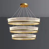 Люстра подвесная DILEMMA D40+60+80 Brass 219829-23 ImperiumLoft прозрачная на 3 лампы, основание латунь в стиле современный 