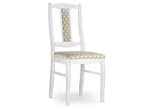 Деревянный стул Киприан белый / бежевый 450676 Woodville, бежевый/ткань, ножки/дерево/белый, размеры - ****420*500