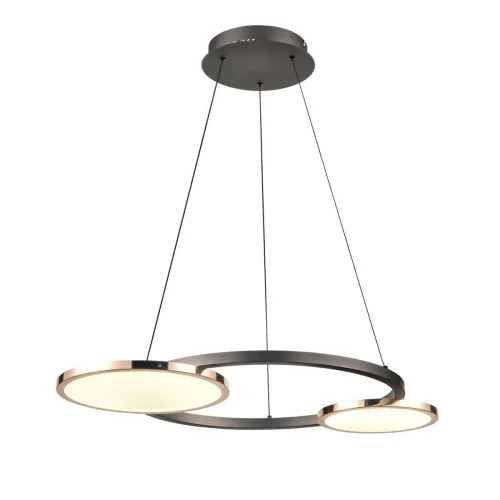 Светильник подвесной LED Medusa VL7272P02 Vele Luce чёрный золотой на 1 лампу, основание чёрное в стиле хай-тек современный кольца
