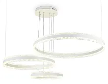 Люстра подвесная LED с пультом FA6201 Ambrella light белая прозрачная на 1 лампа, основание белое в стиле современный хай-тек с пультом кольца