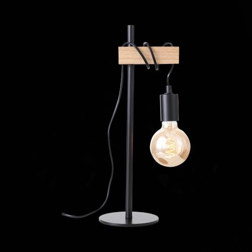 Настольная лампа лофт Bagetti SL1142.404.01 Evoluce без плафона 1 лампа, основание чёрное бежевое металл дерево в стиле лофт  фото 3